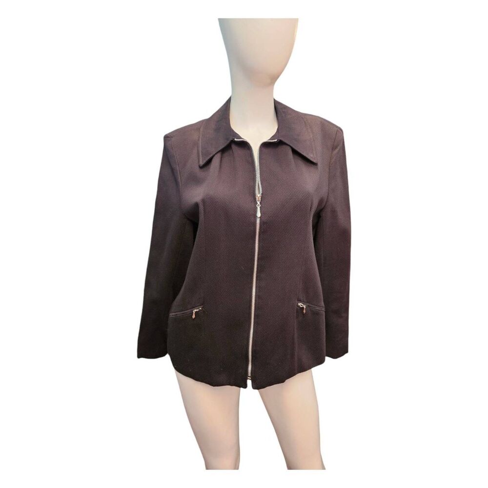 Dumas Black Blazer Size Medium Zip Front Jacket